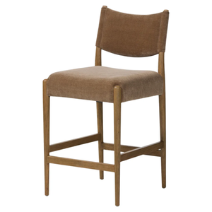 Jayla Counter <b>Stool</b> Linen, Cotton, Polyester, and Oak NATURAL BROWN , WHITE Durable High Bar <b>Stool</b> for Home Bar & <b>Dining</b> Room - Product Image 4