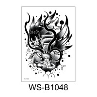 Beli Stiker Tato Sementara Kustom Hitam Setengah Lengan Motif Bunga Tato 3D Realistis Tahan Air untuk Wanita