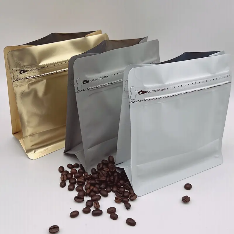 カスタム印刷された1ポンドのコーヒー豆包装ブロック底部コーヒーバッグバルブ付き
