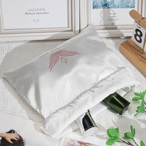 Custom Logo Printed <b>White</b> Satin Fabric Headwear Ornaments Storage Drawstring <b>Bag</b> Luxury Gift Hair Extension Wig Silk Satin <b>Bag</b> - Product Image 4