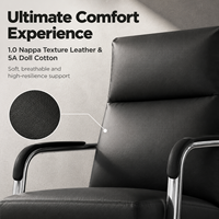 Chaise de conférence moderne en cuir Nappa noir, dossier haut, siège de visiteur de bureau avec accoudoirs et base cantilever chromée