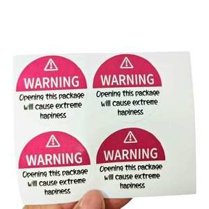 Étiquettes d'avertissement rondes personnalisées de luxe avec impression dorée, imperméables, avec textes amusants pour <span class=keywords><strong>un</strong></span> emballage festif (Finition mate/brillante) - Product Image 1