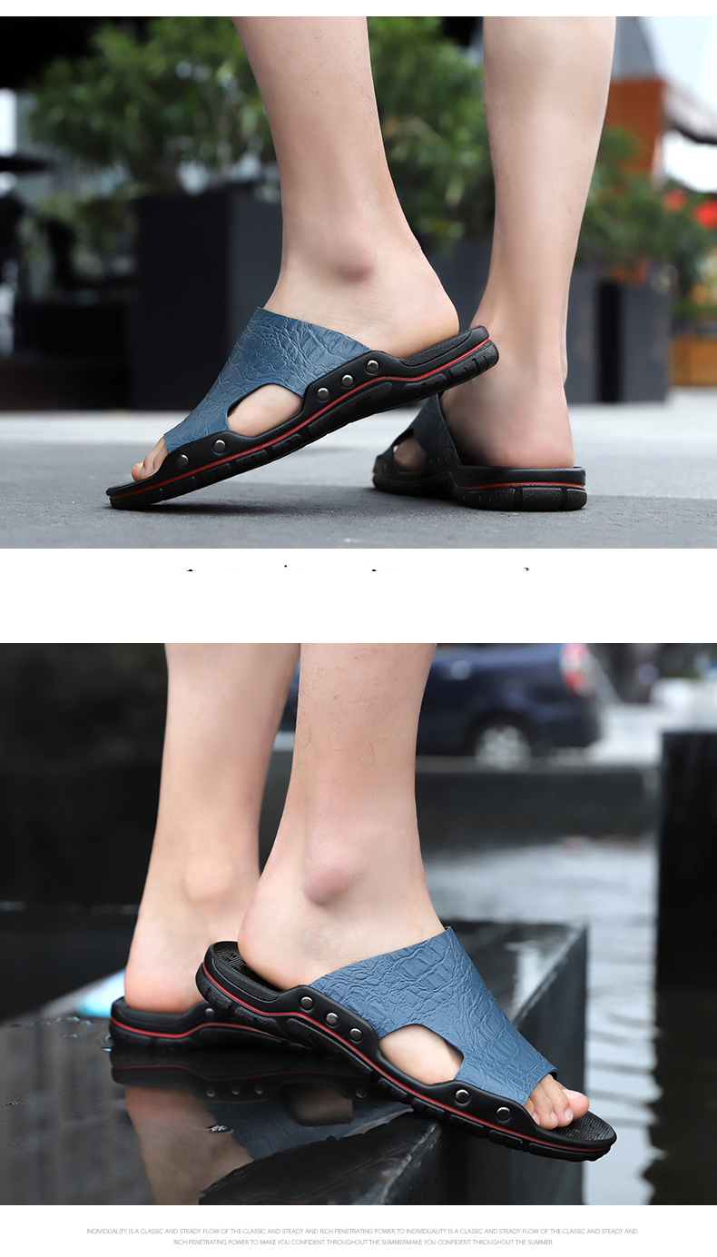 Men Rome Sandals Shoe Fashion Leather Slides Beach Slippers Casual Shoes Men