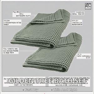 GILDEN TREE Waffle Cotton Bath <b>Towels</b> Quick Dry Thin <b>Large</b> 2 Pack (Sage Grey) - Product Image 2