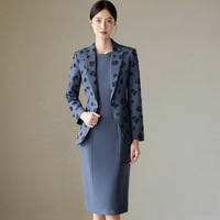 Ensemble robe et veste midi en velours anti-rides à pois, style automne, tenue professionnelle haut de gamme, élégante, pour femmes, tailles S-5XL