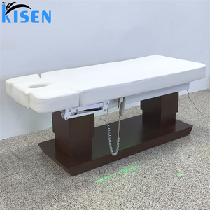 เตียงนวดหน้าปรับระดับไฟฟ้า KISEN ทำจากสแตนเลสสำหรับใช้งานเชิงพาณิชย์ พร้อมฟองน้ำความหนาแน่นสูง ตู้เก็บของ และไฟ LED - Product Image 4