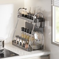 Organisateur de comptoir de cuisine universel, écologique et multifonctionnel, étagère à épices à 3 niveaux en acier inoxydable, pour toute la maison