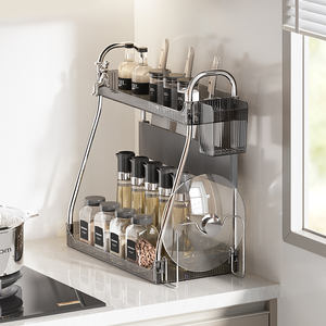 Organisateur universel de comptoir de cuisine, étagère à épices à 3 niveaux en acier inoxydable, étagère de rangement en PET épaissi pour le rangement de toute la maison - Product Image 4