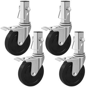Roues de chariot de chantier en aluminium robuste, lot de 4, avec frein double verrouillage, roue pivotante en caoutchouc, rotation à 360 degrés, tour roulante - Product Image 1