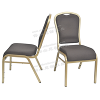 Chaise de banquet d'hôtel en métal empilable de luxe gris foncé