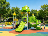 Équipement de terrain de jeux extérieur en acier galvanisé et LLDPE, combinaison balançoire et toboggan pour maternelle, parc commercial, aire de jeux