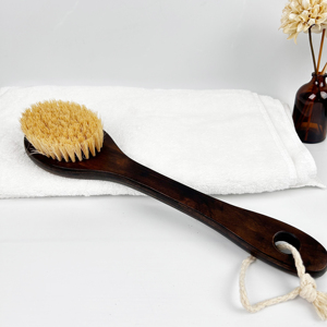 Brosse de bain en bois de hêtre naturel avec long manche ergonomique, poils de sanglier et sisal, exfoliant pour le corps, brosse de douche anti-cellulite - Product Image 3