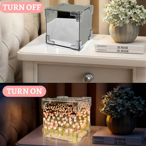 LED Handgefertigte Tulpenlampe DIY Quadratische Box Infinity-Spiegel 20 Blumen Tischlampe Indoor Nachttischlampe Kreatives Weihnachtsgeschenk - Product Image 2