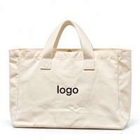 Tas Belanja Kanvas Logo Kustom 48x35x12 cm Warna Ivory untuk Pemilik Label Aksesoris, Persiapan Kit Presentasi Dealer Bermerek