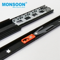 Rail de glissière d'armoire de cuisine à fermeture en douceur à roulement à billes en fer 45mm glissière de tiroir noire en acier inoxydable glissière de tiroir à 3 plis fermeture en douceur