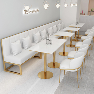 Tùy Chỉnh Châu Âu Ánh Sáng Sang Trọng Ăn Uống Ghế Đặt Vuông Gian Hàng Ghế Sofa Bàn Bằng Đá Cẩm Thạch Cho Thực Phẩm Phương Tây Quán Cà Phê Thanh Tiếp Tân Cuộc Họp - Product Image 1