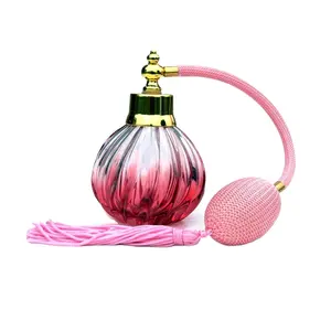 Atomizador de Perfume con borlas para mujer, botella de vidrio rellenable con bomba, transparente, Estilo Vintage, 100ml