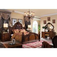 Lit double en bois massif américain en cuir véritable Colonne romaine européenne Rétro Luxe 1,8 m Lit