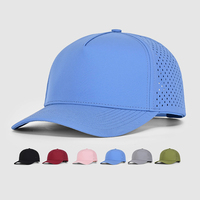 Gorra de poliéster perforada con láser, de secado rápido, con logotipo personalizado bordado, transpirable, ajustable, para deportes, correr, béisbol.