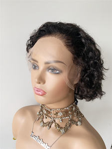 DX241 Stock <span class=keywords><strong>mannequin</strong></span> tête prothèse cuticule alignée non traitée vietnames cheveux court coupe de lutin bouclés pleine dentelle perruques henan cheveux - Product Image 2
