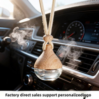 Diffuseur de voiture suspendu 6 ml avec bouchon en bois, flacon en verre, désodorisant d'air aux huiles essentielles, parfum automobile pour rétroviseur, logo personnalisé OEM