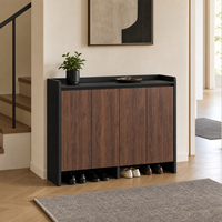 Armoire à chaussures modulaire en contreplaqué de qualité E0 à 4 portes, montage facile et étagères réglables, idéale pour les clients grossistes