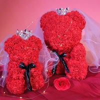 Plantes décoratives florales éternelles ours en mousse de rose artificielle pour la Saint-Valentin et les cadeaux d'anniversaire
