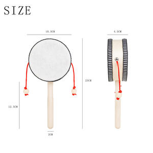 Tambour à main traditionnel en bois Orff de 4 pouces avec bord noir, jouet éducatif pour l'éveil précoce - Product Image 5