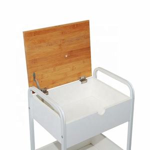 롤링 우드 주방 카트 트롤리와 휠을 사용하여 대나무 탑 식품 보관 제공 - Product Image 3