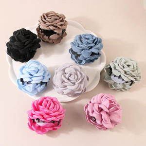 Pince à <span class=keywords><strong>cheveux</strong></span> en tissu fait main en forme de rose pour femmes et filles, grande pince à <span class=keywords><strong>cheveux</strong></span> florale bohème hawaïenne pour <span class=keywords><strong>cheveux</strong></span> épais ou fins - Product Image 2