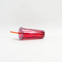 Gobelets isothermes transparents JWAY en plastique sans BPA de 20 oz, à double paroi, avec paille et couvercle, pour boissons froides, vente en gros