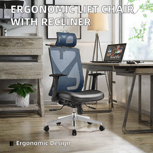 Wholesale <b>Ergonomic</b> Modern Executive Lift <b>Chair</b> Adjustable Height Chrome Base- 2D Headrest 3D Armrests Swivel School Living Room - Product Image 2