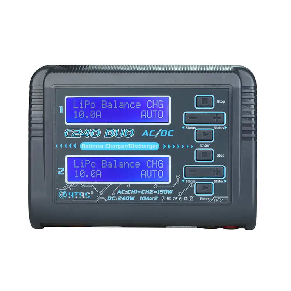 HTRC RC балансирующее зарядное устройство C240 DUO AC 150 Вт/DC 240 Вт 10A для зарядки аккумуляторов LiPo LiFe Lilon LiHV NiCd NiMh Pb Smart.