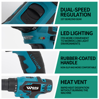 Perceuse à percussion sans fil 21V industrielle pour bricolage, vitesse variable, ensemble combo 2 batteries, mandrin sans clé 10mm, couple max 35Nm, usine OEM