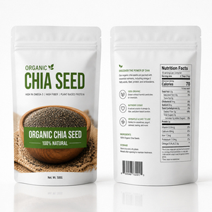 Custom 500g Resealable Stand Up Food Pouch Mylar Bag for Organic <b>Seed</b> Grain Nut Chia <b>Seed</b> Quinoa Nut GrStorage Packaging - Product Image 1