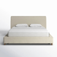 Cama suave de lujo moderna Tela de terciopelo con mechones Tapizada Plegable Característica ajustable Durable MDF Panel de madera Muebles de dormitorio