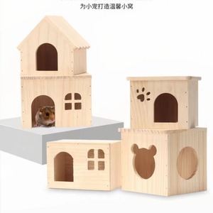 Casa de Madera para Hámster, Refugio para Mascotas de Madera Maciza, Refugio para Animales Pequeños, Duradero para Uso en Interiores - Product Image 4