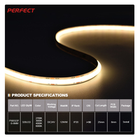 Bande LED SOB FLEXIBLE ET PLIABLE DE 12 W/M DC24V 8 MM SANS POINTS - Bande lumineuse uniforme à haute luminosité pour l'éclairage intérieur