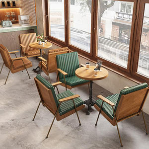 Xzy OEM Cuốn Sách Khu Vực Quầy Bar Tiếp Tân Da Sofa Cổ Điển Sắt Ăn Uống Ghế Mỹ Phong Cách Cafe Sữa Trà Cửa Hàng Sofa Bàn Và Ghế - Product Image 5