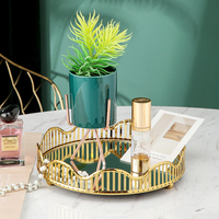 Plateau de rangement en verre miroir doré de luxe, plateau à fruits décoratif pour la décoration intérieure, vente en gros sur mesure en usine