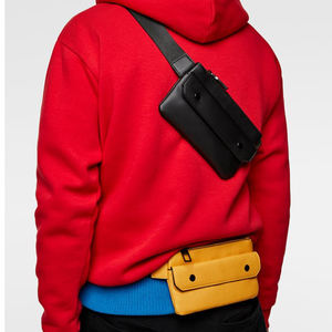 <span class=keywords><strong>Riñonera</strong></span> ajustada de piel sintética vegana con logotipo personalizado para hombre, bolso de cintura con cremallera, color amarillo - Product Image 5