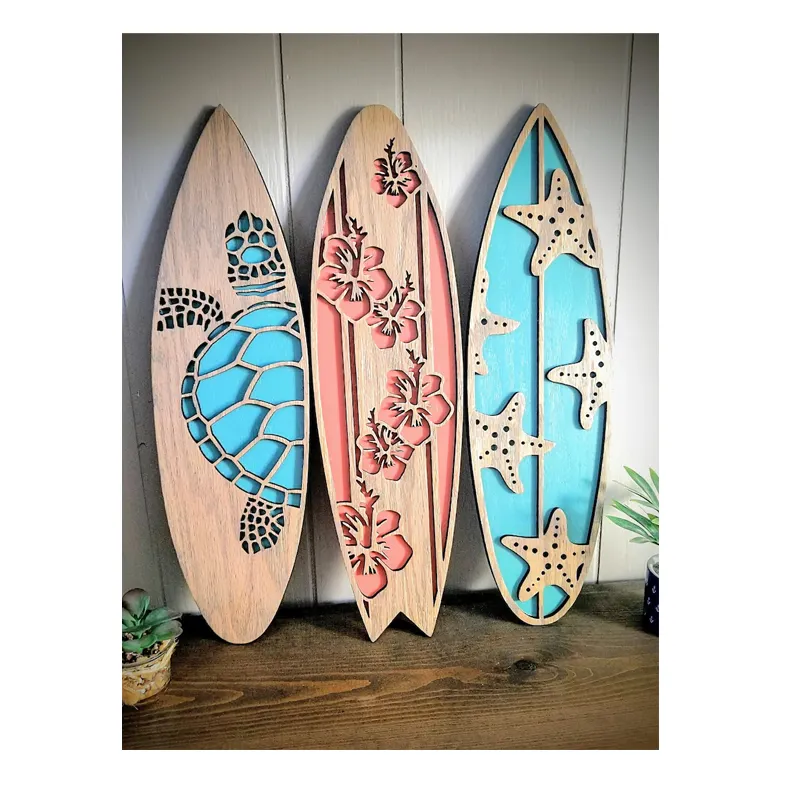 Planche de surf en bois personnalisée Art mural en bois Décoration murale en bois