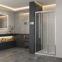 Cabines de douche en verre transparent de 10 mm, semi-sans cadre, fabrication en usine avec fonction de fermeture douce, porte de douche en verre