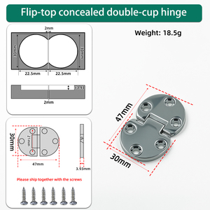 Bisagra oculta plegable para muebles, bisagra de aleación de zinc para puerta de armario, herraje moderno para tablero de madera para cocina - Product Image 3