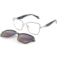 Gafas de sol de metal de aleación a la moda para mujer, diseño rectangular con lentes ópticas AC, gafas con clip, protección UV400 D14