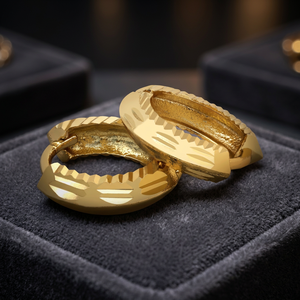 Vente en gros de boucles d'oreilles créoles personnalisées en or rempli 14K 18K 24K, boucles d'oreilles créoles tendance pour femmes, bijoux Oro Joyeria - Product Image 5