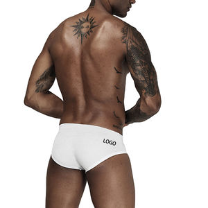 Commercio all'ingrosso Logo personalizzato bianco <span class=keywords><strong>uomo</strong></span> cotone Stretch vita bassa tronchi traspirante solido bianco <span class=keywords><strong>uomo</strong></span> Bikini <span class=keywords><strong>mutande</strong></span> - Product Image 2