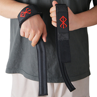 Logo Kustom Grosir Anime Berserk Adjustable Gym Deadlift Weightlifting Wrist Wraps Penyangga Pergelangan Tangan