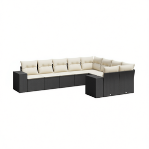 Conjunto de Sofá de Jardín de Ratán Negro con Cojines Crema, Muebles de Exterior de Diseño Contemporáneo, Ratán PE Resistente al Agua y a los Rayos UV - Product Image 1