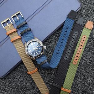 Toptan moda deri + naylon saat kayışı 18mm 20mm 22mm 24mm kumaş kol saati kayışı - Product Image 1